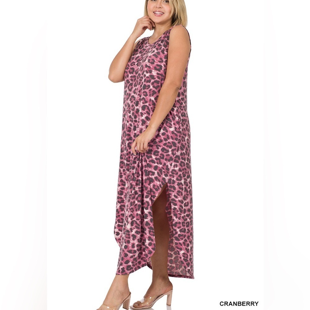 ZENANA PLUS LEOPARD SLEEVELESS MAXI DRESS